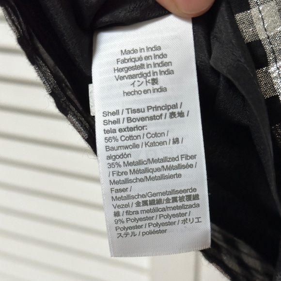 Beautiful J. Crew Metallic Cotton Gingham Check Short Sleeve Blouse Small - Picture 7 of 11